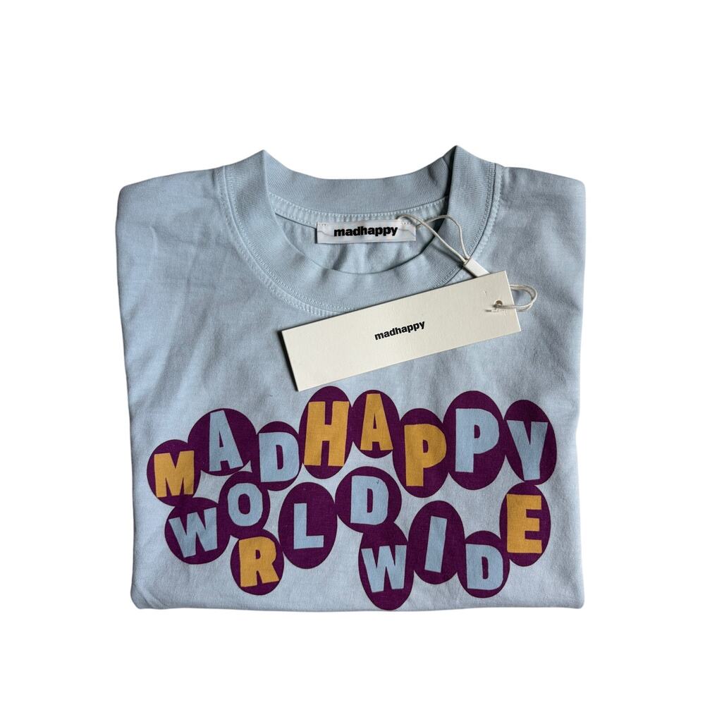 NWT Madhappy Worldwide Shrunken Tee (Light Blue) - Medium